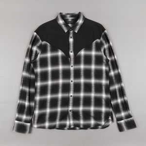 Super Rare ALLSAINTS Western Biker Cowboy Flannel Pearl Button Shirt